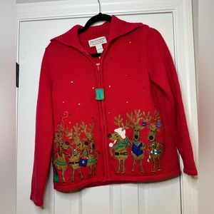 Vintage Tiara International Size Small Christmas Reindeer Cardigan